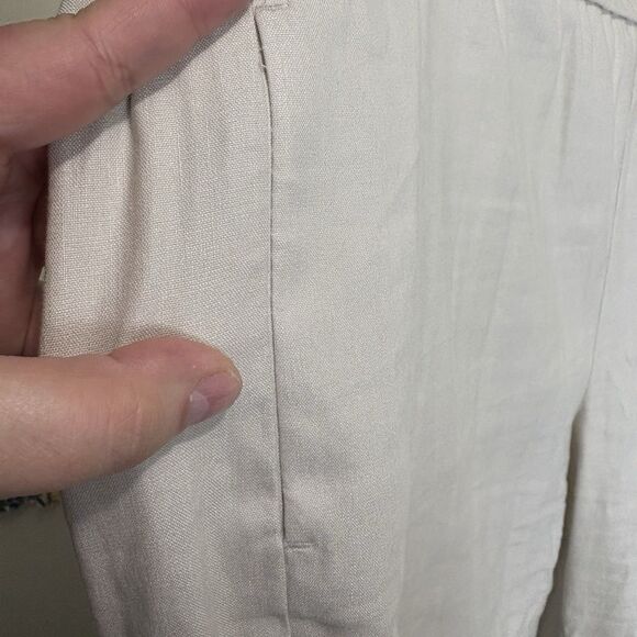 J. JILL Linen Stretch Wide Leg Pants Flat Front Pull On Beige Tan Petite PXL - Picture 2 of 6